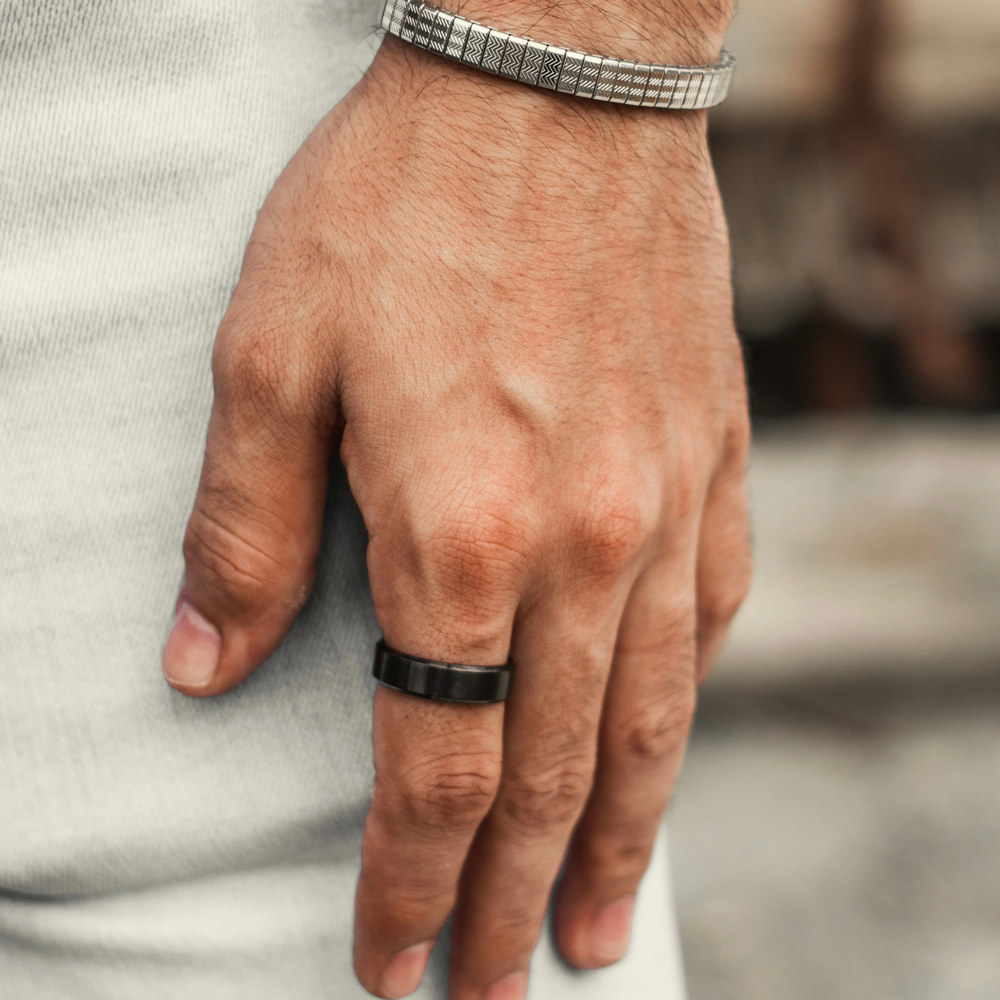 Matte Stroked Black Ring - Image 3